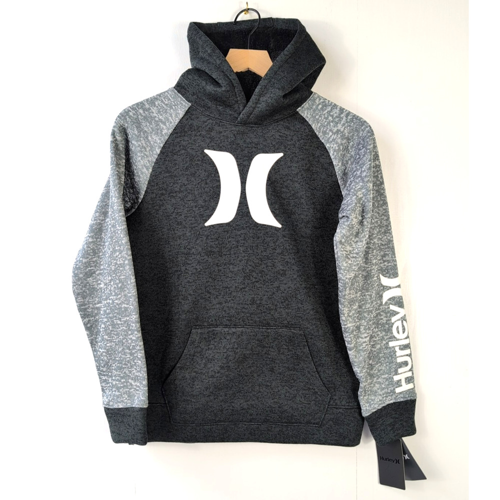 Hurley Boyd Hoodie Men’s L Gray Anthracite Pullover Logo Long Sleeve NEW